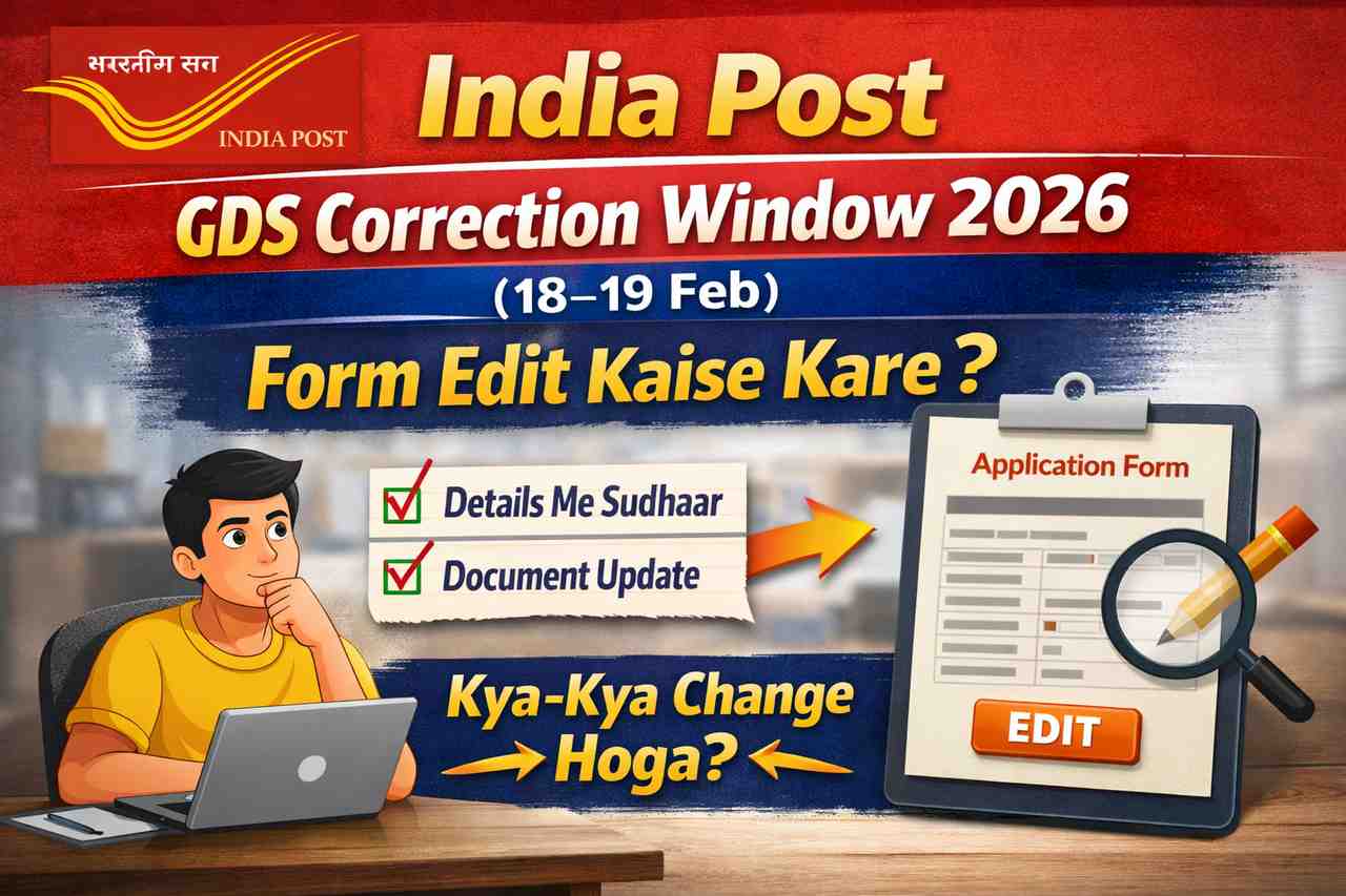 India Post GDS correction window 2026 18-19 Feb form edit guide kya kya change hoga
