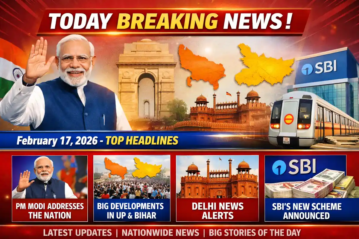 Today Breaking News 17 Feb 2026: PM Modi, UP, Bihar, Delhi, SBI